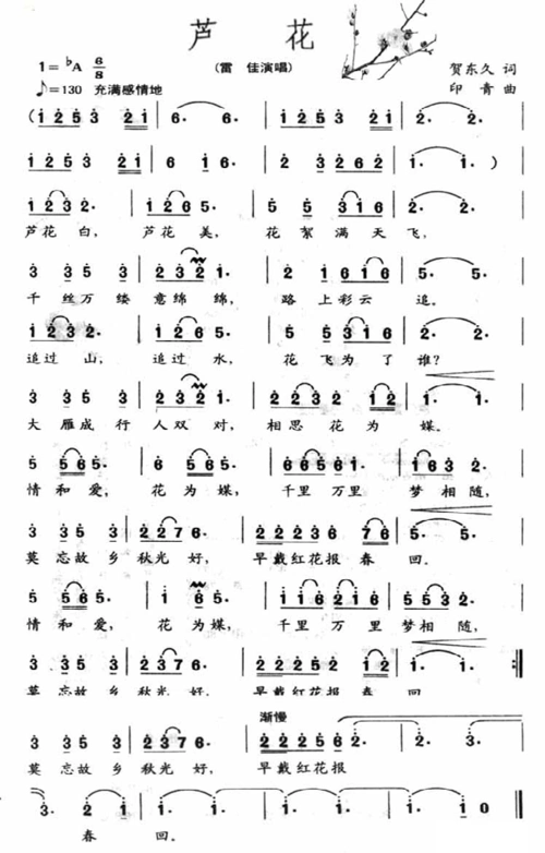 歌谱 > 芦花欢迎访问简谱网!欢迎传谱,欢迎发布原创歌曲!