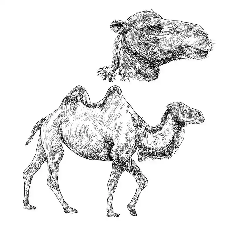 骆驼,矢量行走的骆驼的头规模最大