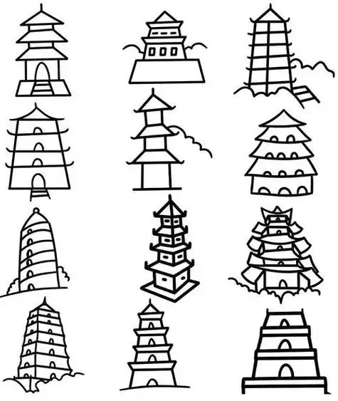 二七宝塔怎么画简笔画