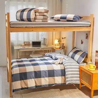 全棉学生宿舍三件套纯棉床上用品院校单位员工单人六件套被子批发-阿