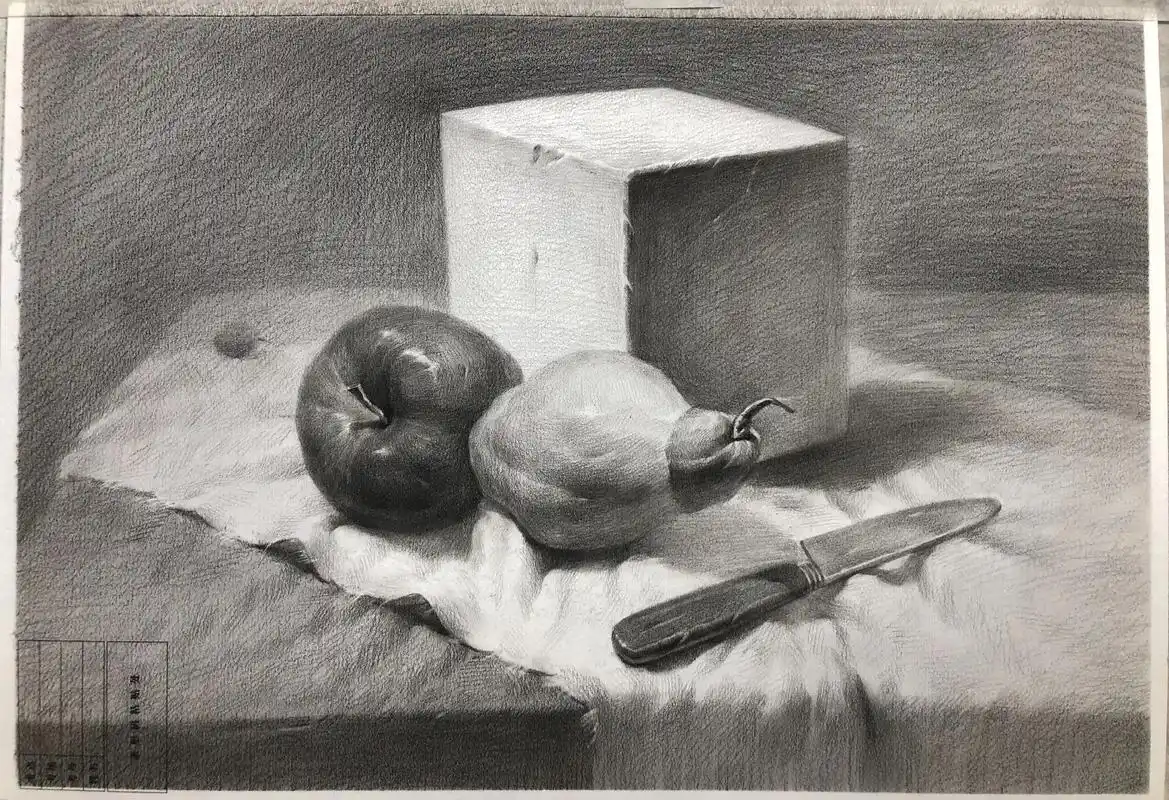 几何体 水果#素描静物  #素描静物教学 # - 抖音