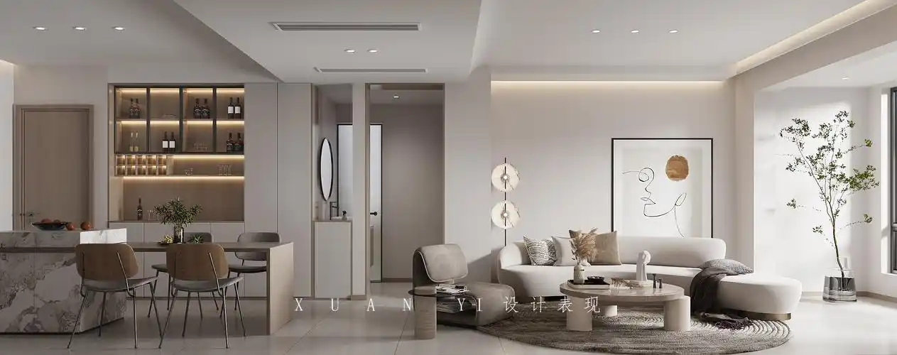 玄一| 客餐厅无主灯系列 · 现代极简风格-室内设计-拓者设计吧