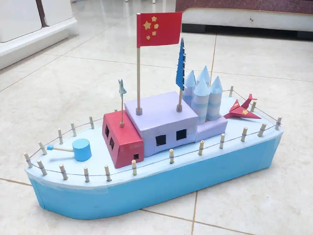幼儿园手工 #手工军舰  - 抖音