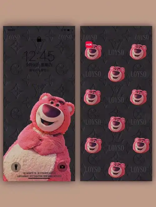 原创lv经典压花联名草莓熊壁纸套图