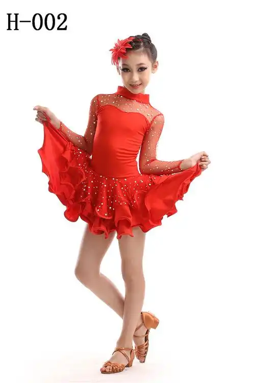 秋冬拉丁舞服装女童长袖幼儿童舞蹈服 表演