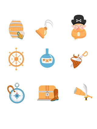 海盗船卡通简约图案