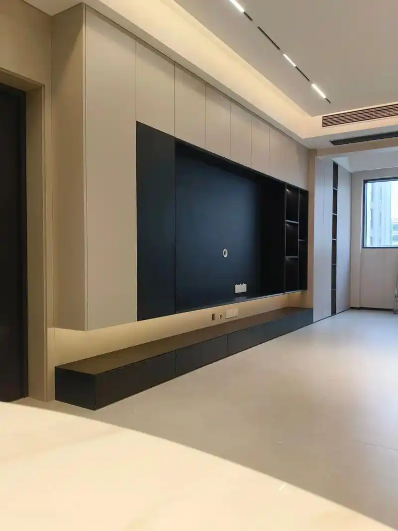 客厅满墙悬浮电视柜衣柜一体书桌全屋定制.