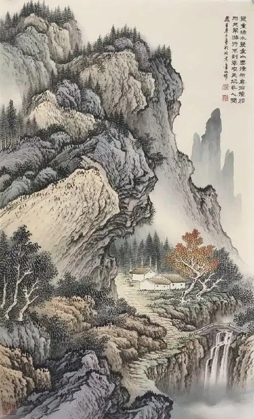中国当代传统工笔山水领军人物——周金山|山水画|画家|范宽|国画_网