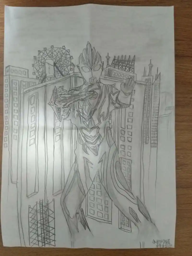 奥特曼简易素描画,还请多多指教9595