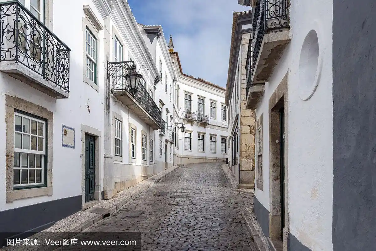 欧洲葡萄牙法罗的传统历史街道.