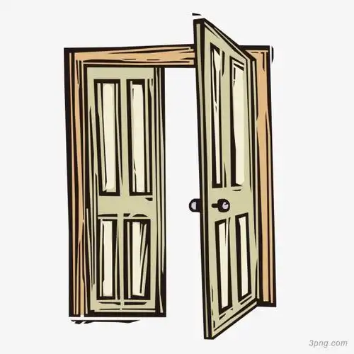 手绘木制门png素材透明免抠图片-卡通手绘