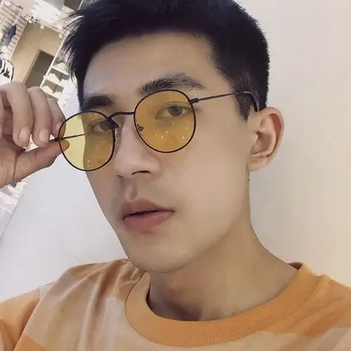 日系复古经典圆框男士墨镜韩版黄色夜视开车太阳眼镜