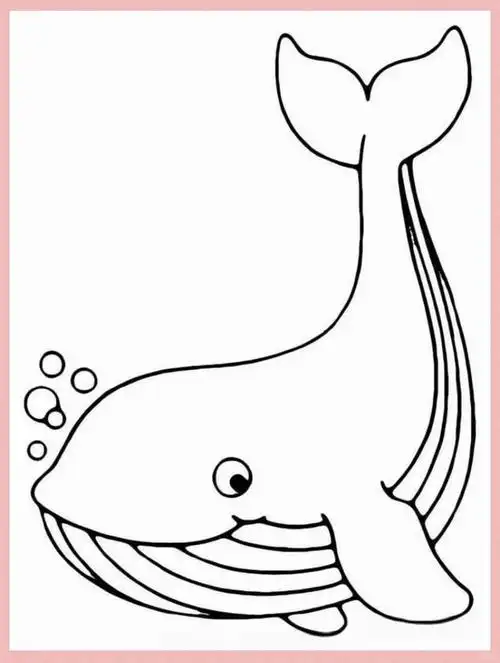 多款鲸鱼卡通儿童涂色简笔画,探索海底世界的色彩!