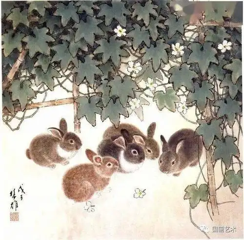 现当代名家方楚雄画兔作品欣赏