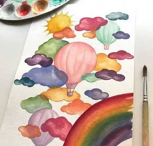 画一幅简单又好看的简笔画水彩