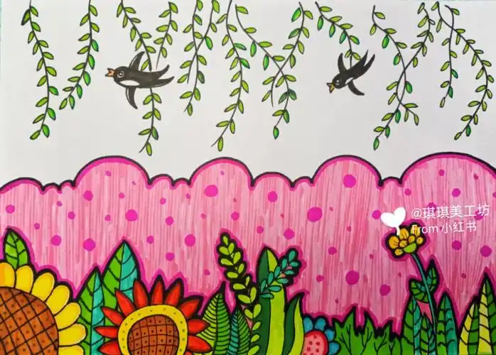 春天主题画喜欢春暖花开的季节