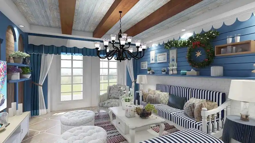 地中海风格客餐厅装修设计效果图