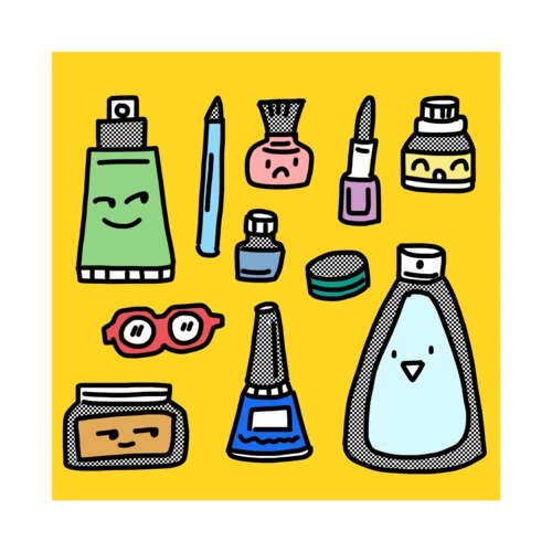化妆品可爱表情创意手绘插画