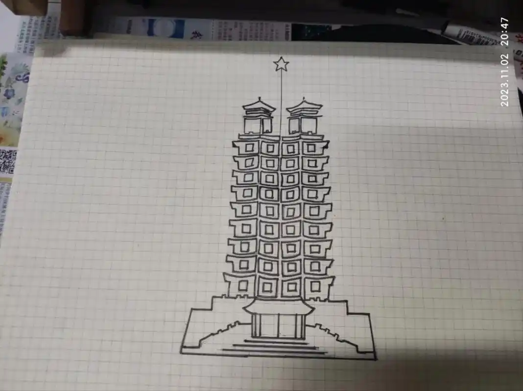 手绘二七塔