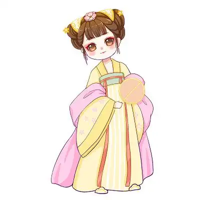 古风q版卡通少女原创插画海报古风女孩古风女孩古装女孩