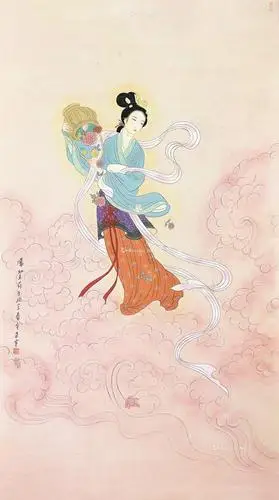 0178仙女散花镜框设色纸本