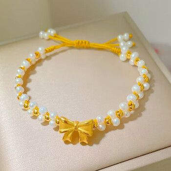 浪适黄金在逃公主编织蝴蝶结女2022手链淡水珍珠手串新款手绳送女朋20