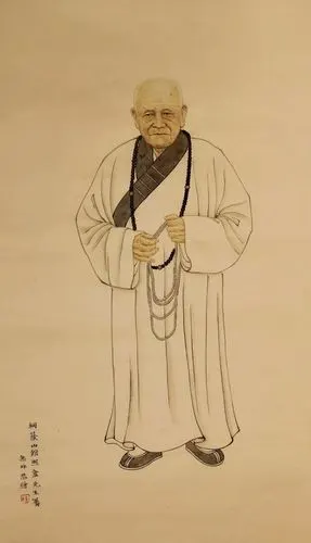 又见其线描功力之不凡;从《梦参老和尚肖像》可知其人物写实功夫了得