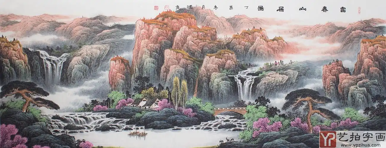 【已售】山水名家牛鸿亮八尺横幅山水《富春山居图》-写意山水画-艺拍