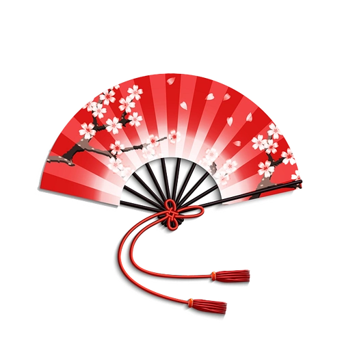 日本素材扇子樱花手绘