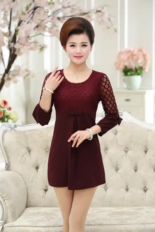 时尚妈妈装连长袖衣裙夏季