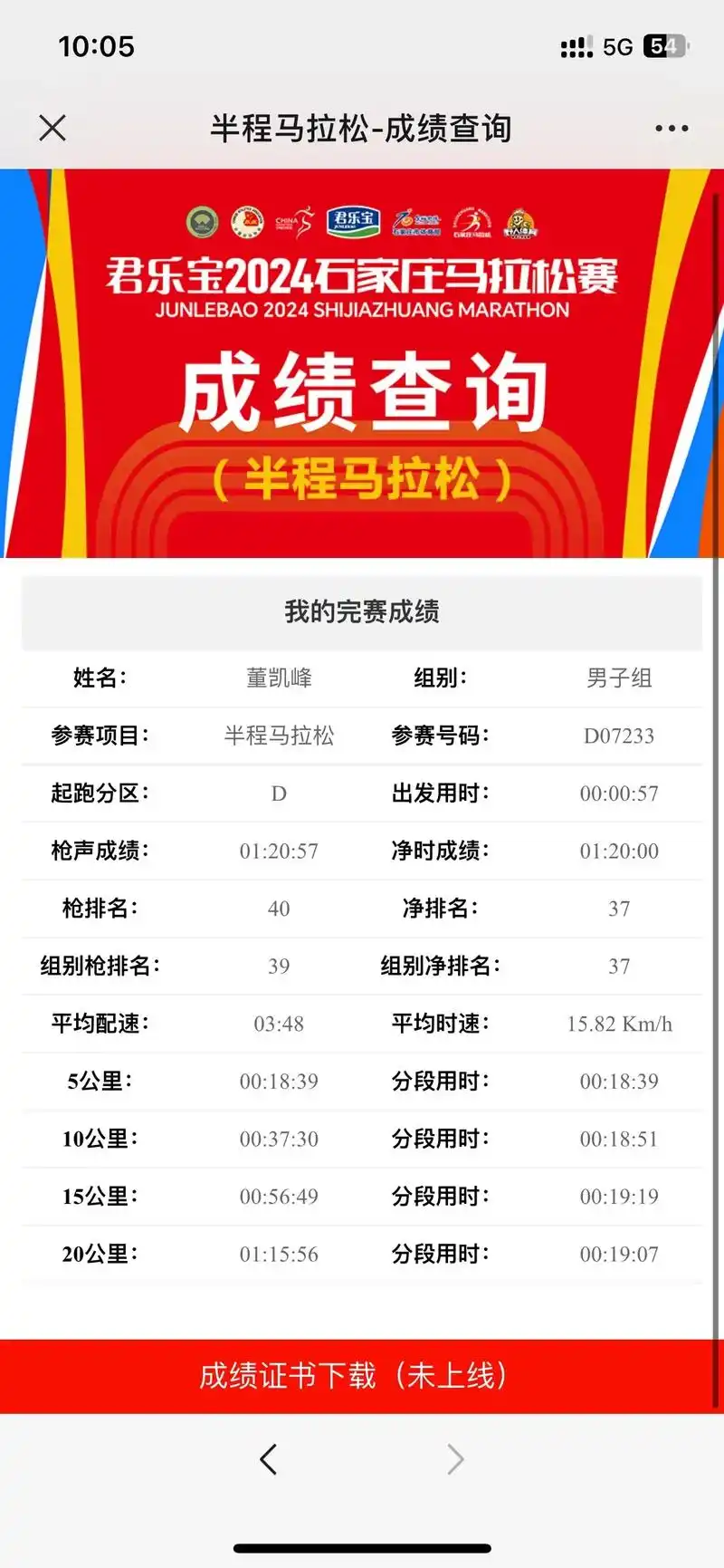 成绩120.00 排名37名.#石家庄马拉松 人生第一场半马 - 抖音