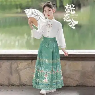 京蝌蝌配项链儿童马面裙女童汉服改良古风套装女孩中国风古装明制身高