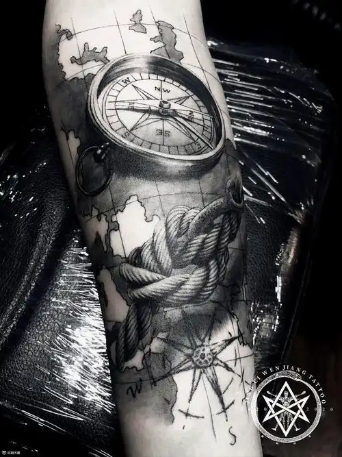 航海系列小臂_纹身图案手稿图片_武汉·镜刺的纹身作品集