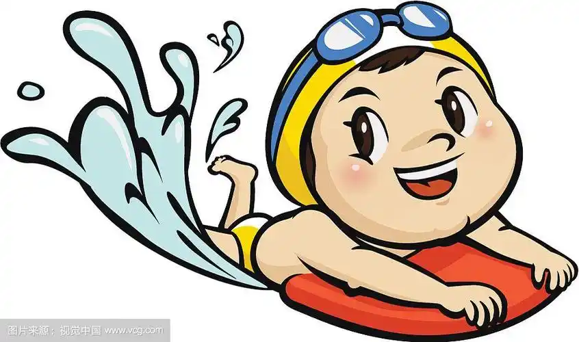 男孩游泳,矢量插图