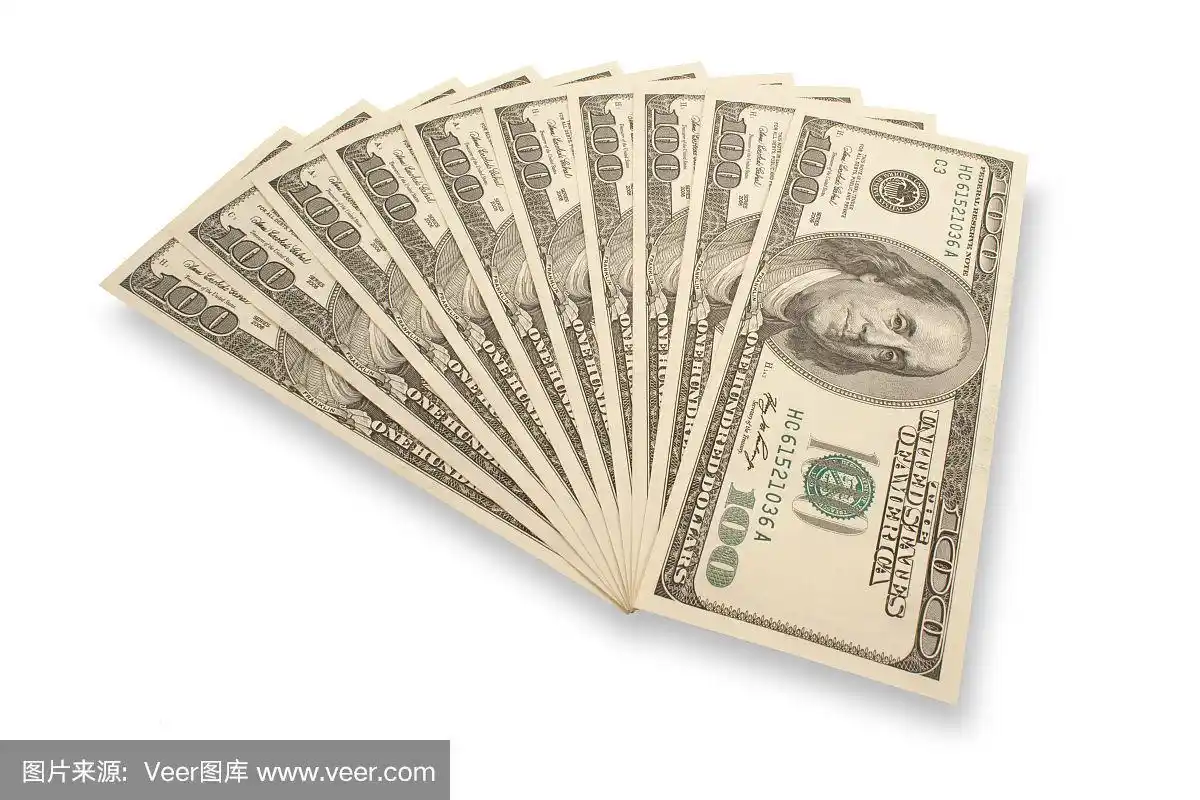 一千美元堆(孤立的阴影)