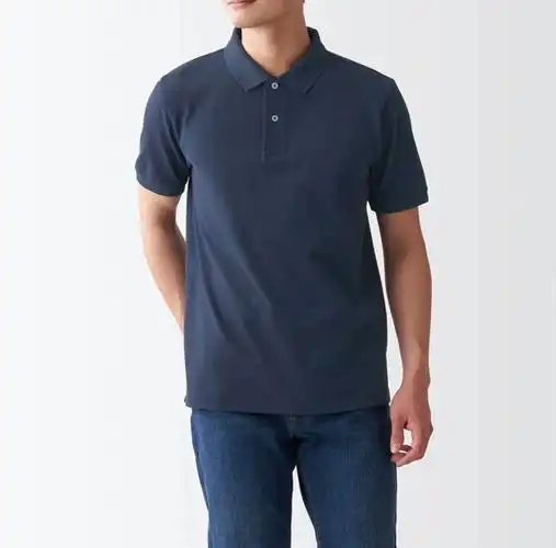 无印良品muji男式水洗珠地网眼polo衫