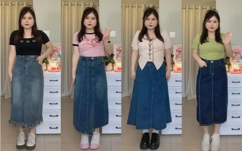 158cm130斤梨形身材|夏天你可以永远相信半身裙!巨遮胯显瘦!