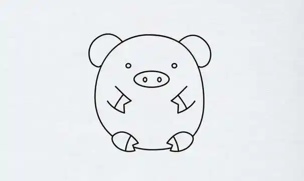 呆萌小猪简笔画的画法步骤教程