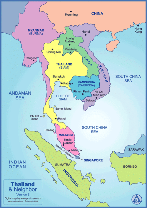 thailand map and thailand satellite images