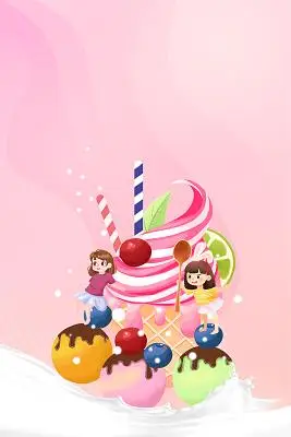 粉色清新简约卡通冰激凌创意背景甜品背景可爱甜品背景浅色简约小清新