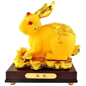 礼艺佳 招财小兔子摆件可爱玉兔家装饰品创意生肖属相兔生日礼物