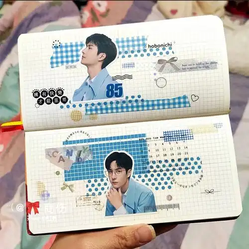 追星手账排版今天是蓝色的王一博