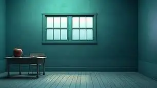 教室一角背景教室黑板和书桌,桌子上有书和笔