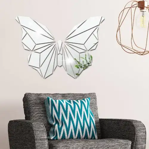 jm377几何动物蝴蝶立体亚克力镜面贴创意电视背景墙装饰墙贴
