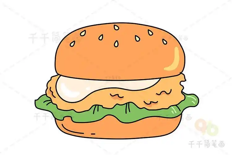 美味的汉堡简笔画