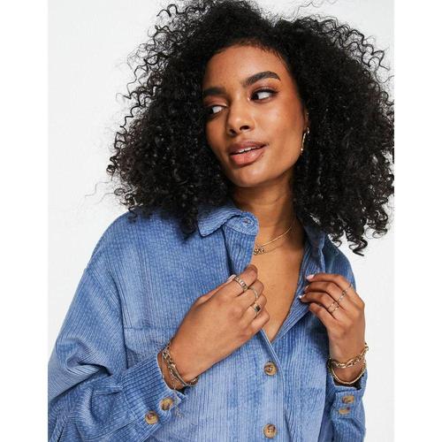 mango女款蓝色翻领衬衫|corduroy shirt in blue