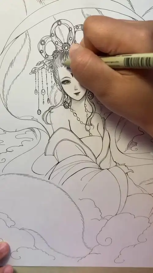 手绘 #古风 #九尾狐 最近掉粉蛮多的,好伤心!