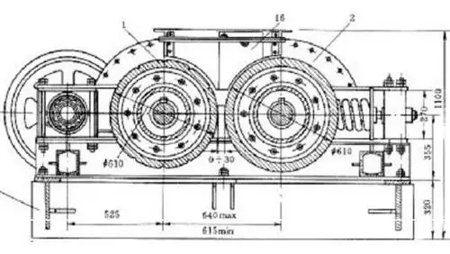 制砂机作业动态演示图)对辊式制砂机是我公司倾力打造的矿山破碎设备