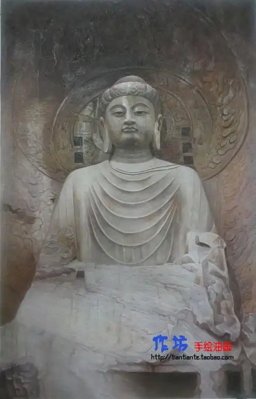 手工油画卢舍那大佛圆满光明敦煌龙门石窟石佛画像油画