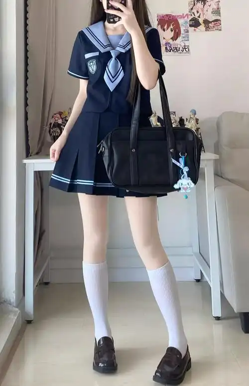 jk制服夏服日系水手服套装学院风水手装短袖衬衫百褶裙两件套装女